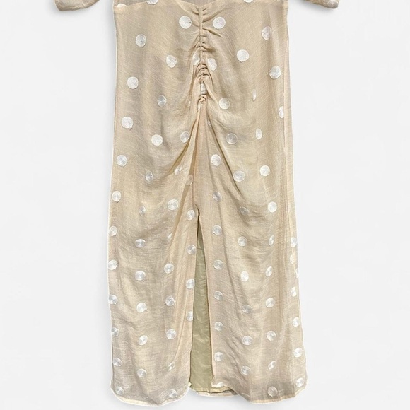L'Academie Revolve Phoebe Midi Dress in Beige and White Dot NWOT - Picture 5 of 6